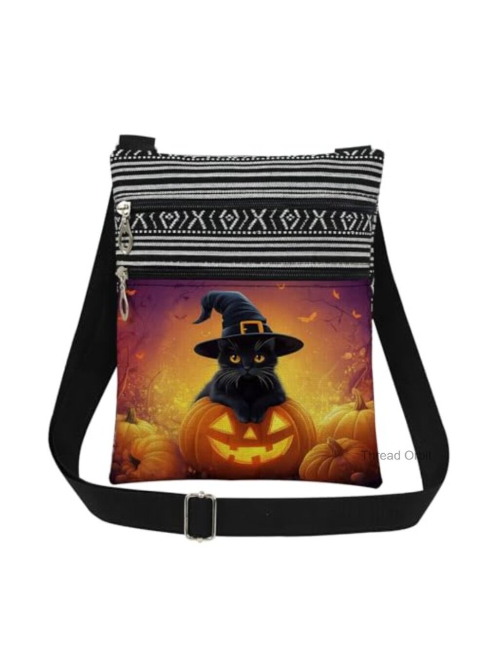 Halloween Cat Crossbody Bag Polyester Small Sling Purse Gift for Adults